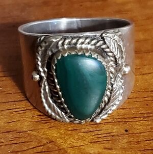 Men's Sterling Silver Ring Natural Stone Vintage Size 10